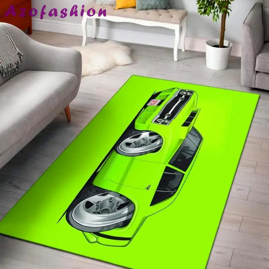 1969 dodge dart car art area rug living room rug home decor carpets green Rectangle Rug
