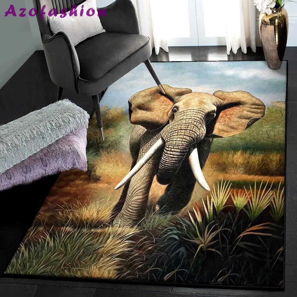 African modern area rugs, africa elephant art gs 1206hn rug Rectangle Rug