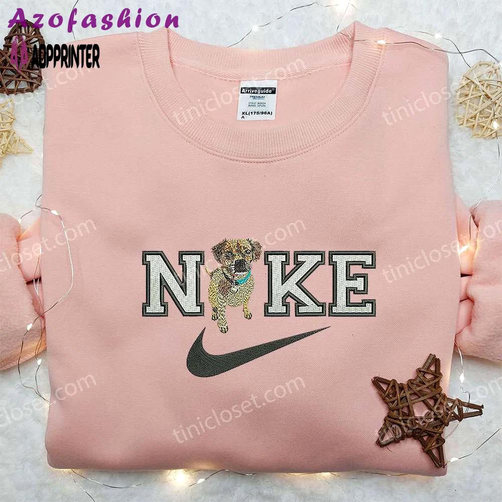 Airedale terrier x nike embroidered shirt: custom animal design for fashionable nike lovers Embroidered Shirt