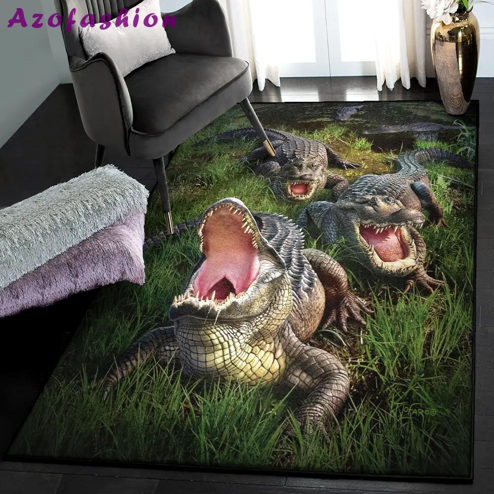 Alligator area rugs for living room, crocodile rug Rectangle Rug