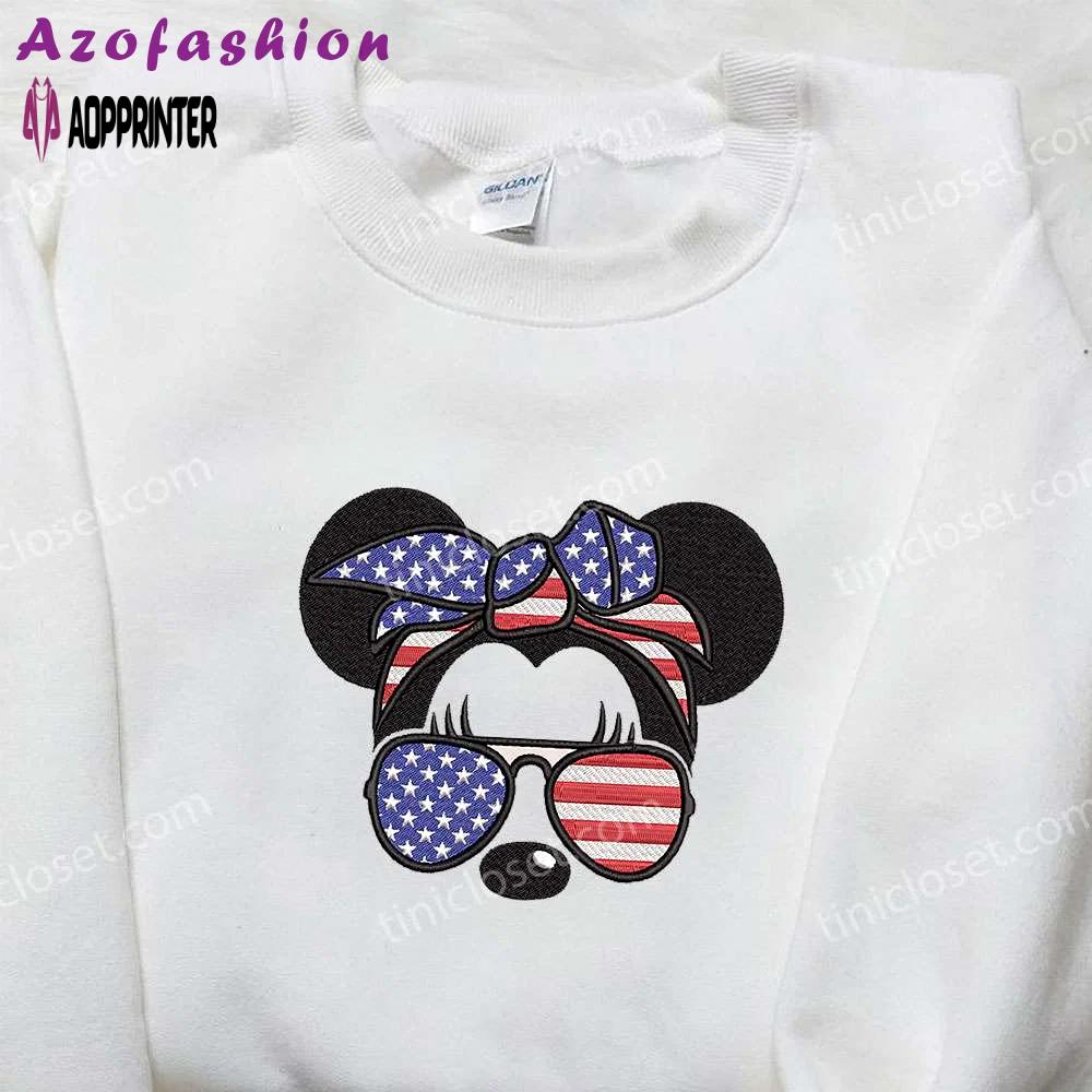 America minnie mouse embroidered shirt disney patriotic shirts Embroidered Shirt