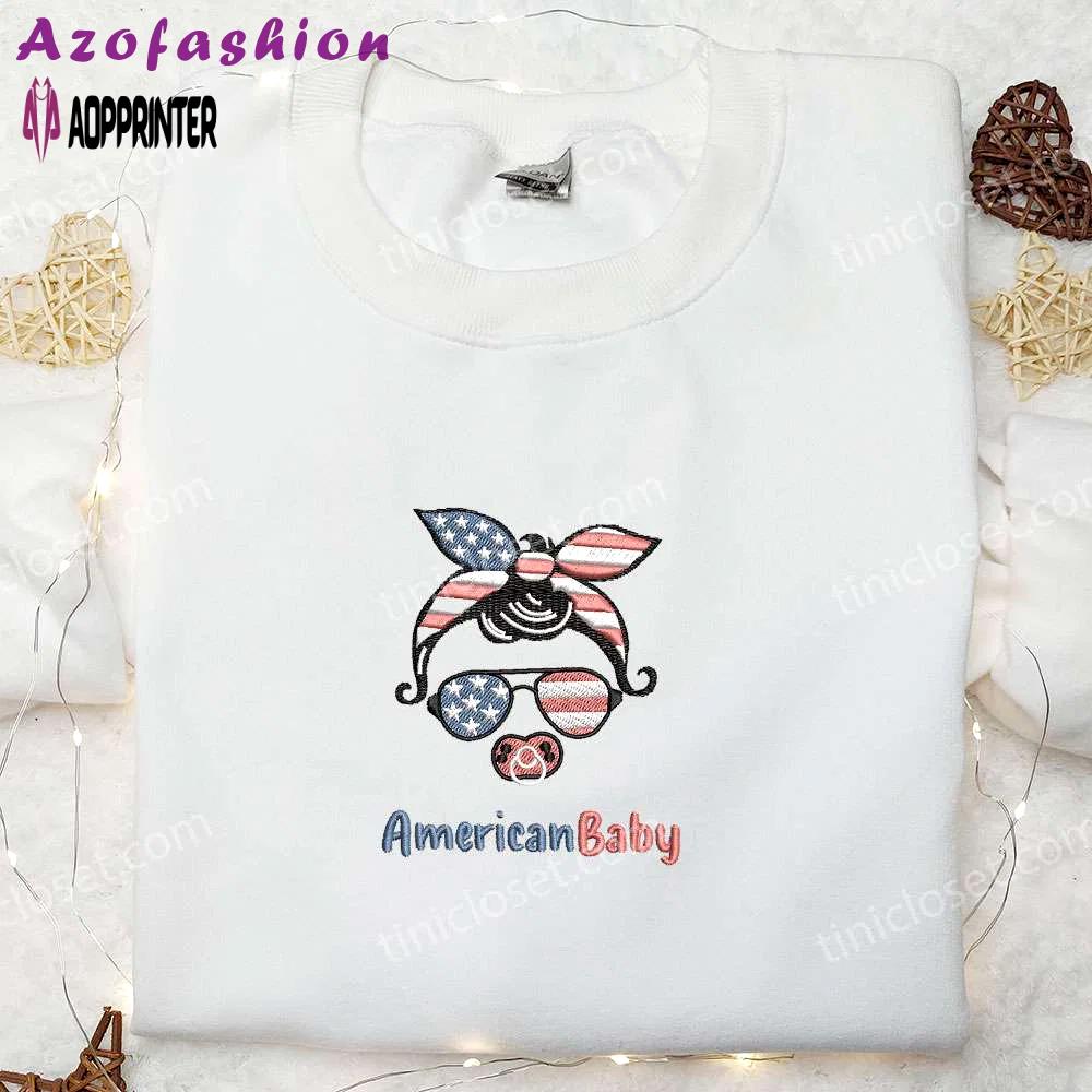 American baby embroidered shirt: best patriotic shirts & national day gifts Embroidered Shirt