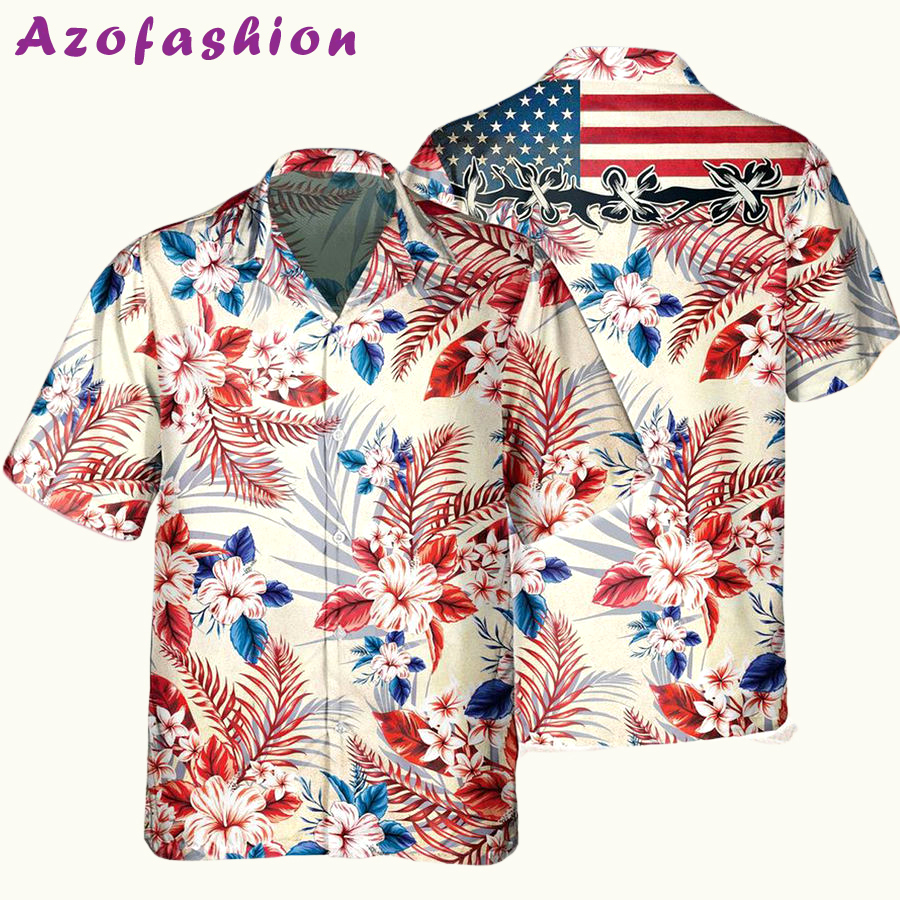 American flag summer patriotic hawaiian shirt Hawaii Shirt Shorts & Flip Flops