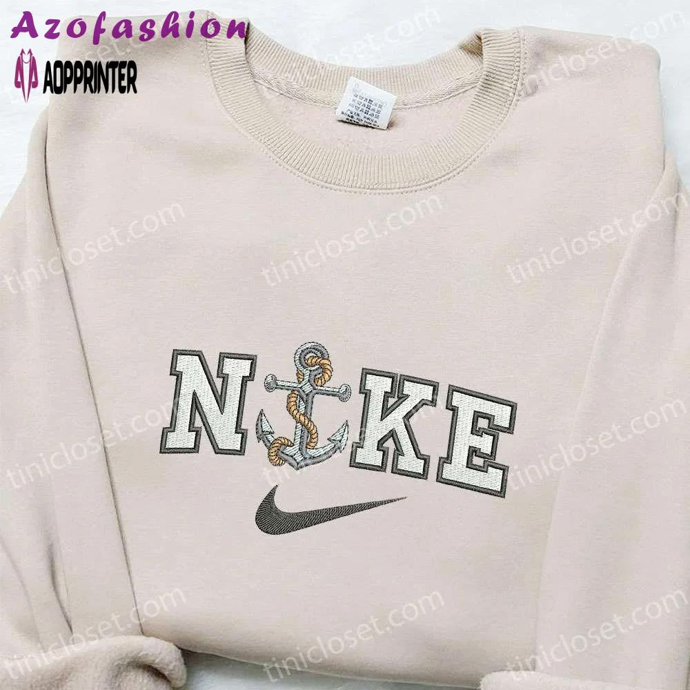 Anchor x nike embroidered shirt – best nike inspired gift for family Embroidered Shirt