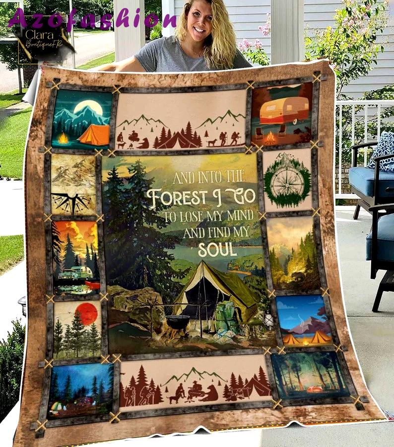 And into the forest i go to lose my mind and find my soul fleece blanket, mink sherpa blanket, into the forest quilt, camping quilt Quilt Blanket