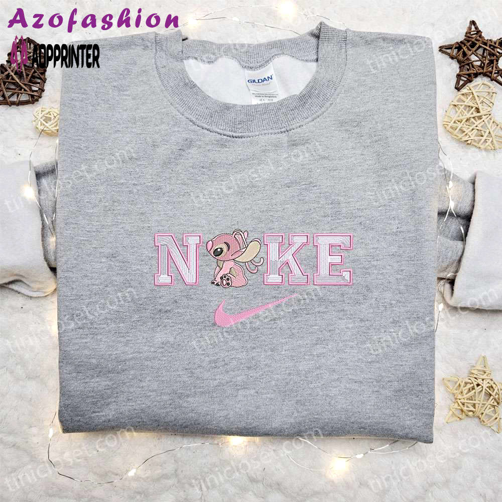 Angel x nike cartoon & lilo and stitch embroidered shirts – nike inspired collection Embroidered Shirt