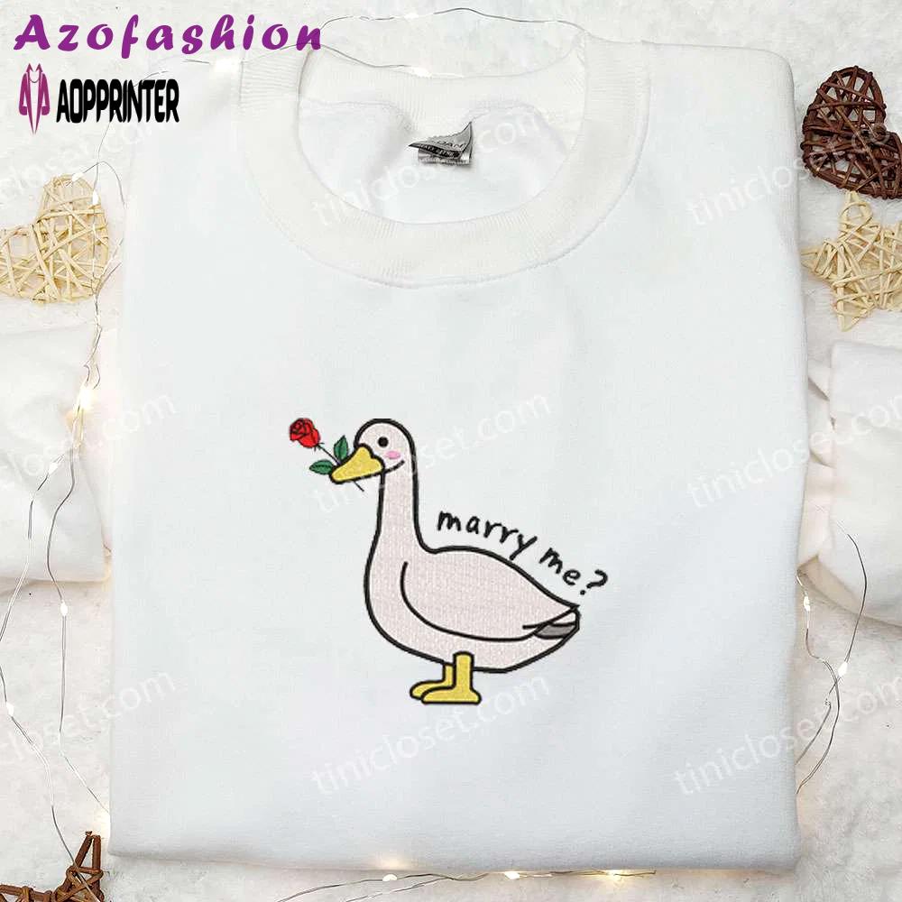 Animal embroidered shirt: marry me silly goose perfect for valentine s day Embroidered Shirt