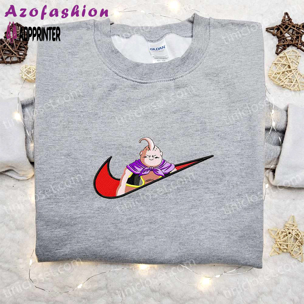 Anime embroidered hoodie: majin buu x nike + dragon ball & nike inspired shirts Embroidered Shirt