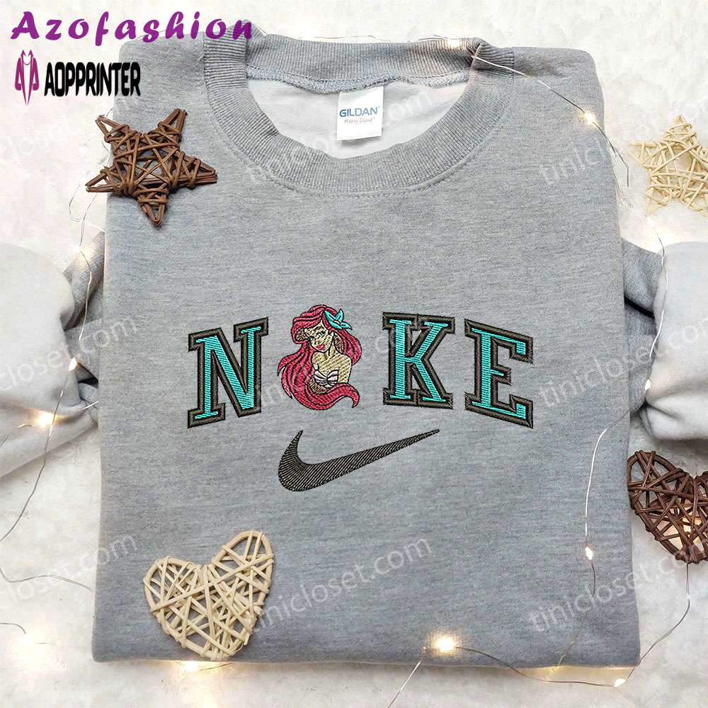 Ariel x nike embroidered shirt: the little mermaid disney inspired tee nike collaboration Embroidered Shirt