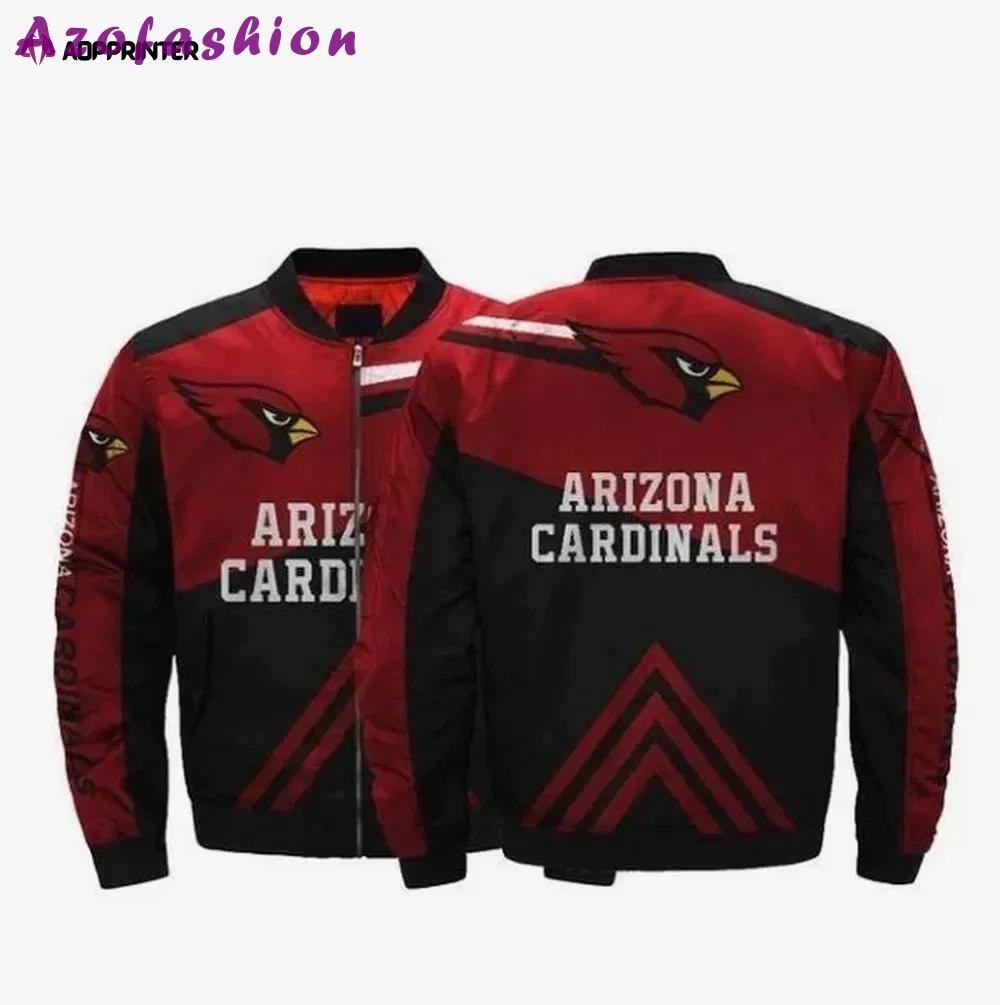 Arizona cardinals pattern bomber jacket – black and red Bomber Jacket
