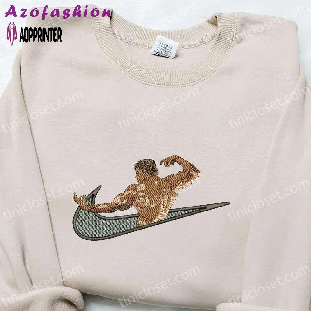 Arnold schwarzenegger x swoosh embroidered shirt: celebrity t-shirt perfect family gift! Embroidered Shirt