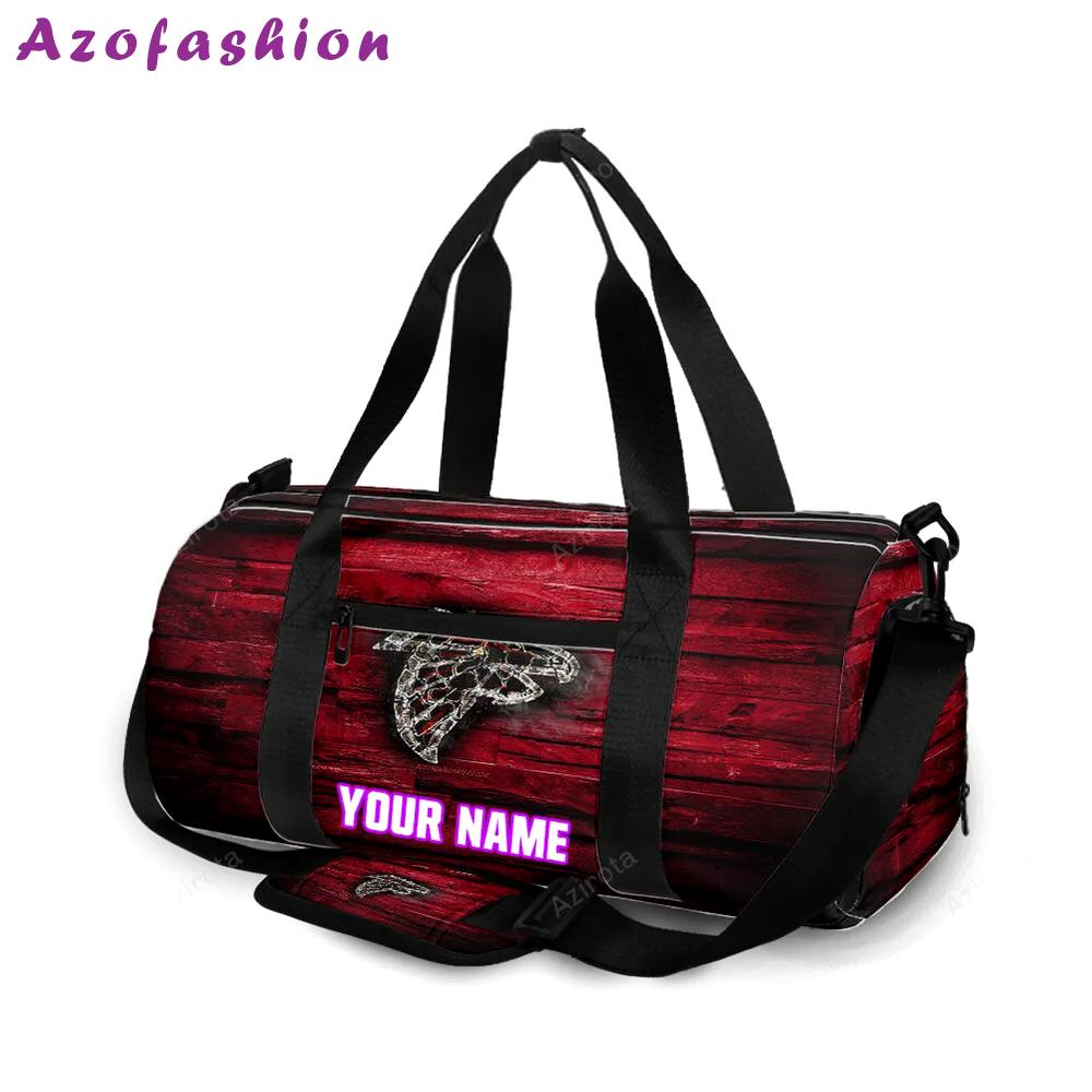 Atlanta falcons wooden fire texture personalized name travel bag gym bag 1165 Travel Bag