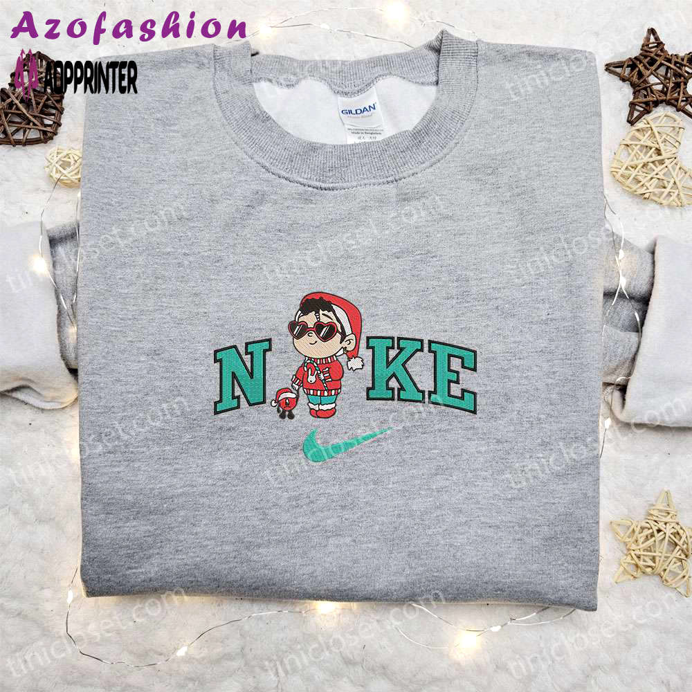 Baby benito & bad bunny christmas x nike embroidered sweatshirt – perfect holiday gift! Embroidered Shirt
