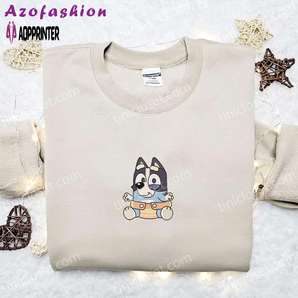 Baby bluey embroidered shirt & cartoon hoodie – perfect gift idea for kids! Embroidered Shirt