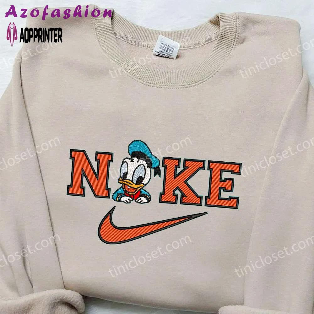Baby donald duck x nike embroidered sweatshirt – disney characters & nike inspired shirt Embroidered Shirt