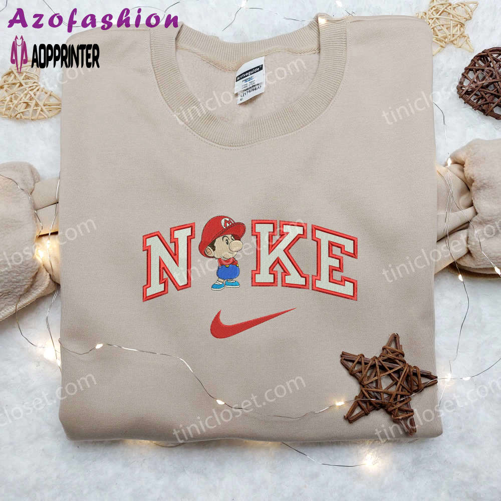 Baby mario x nike embroidered shirt – game mario design limited edition Embroidered Shirt