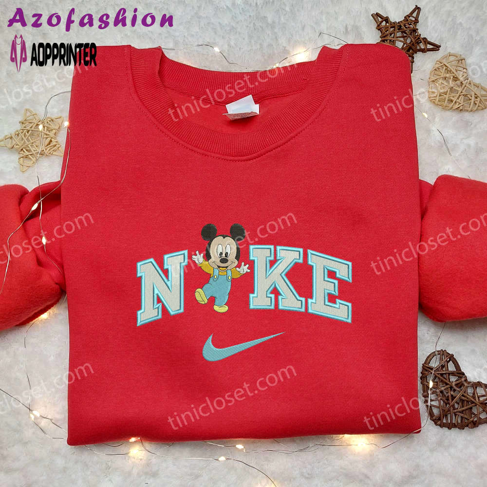 Baby mickey mouse x nike embroidered shirt – cartoon disney shirt Embroidered Shirt