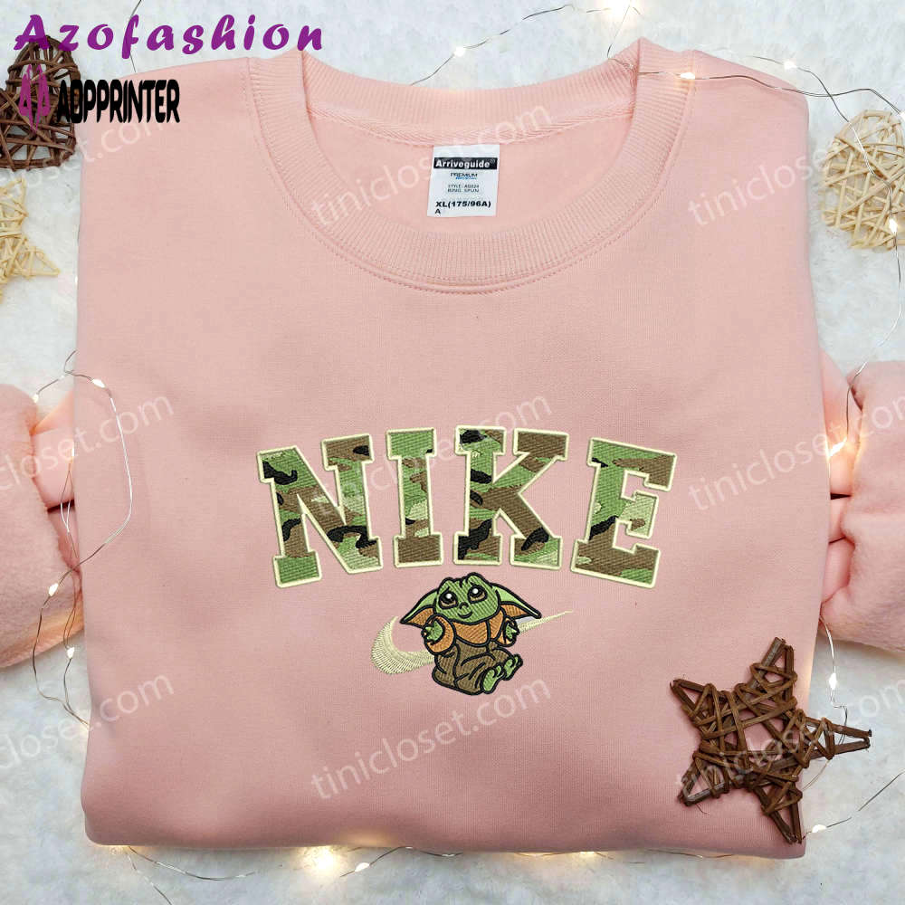 Baby yoda army x nike embroidered shirt: exclusive movie-inspired nike shirt design Embroidered Shirt