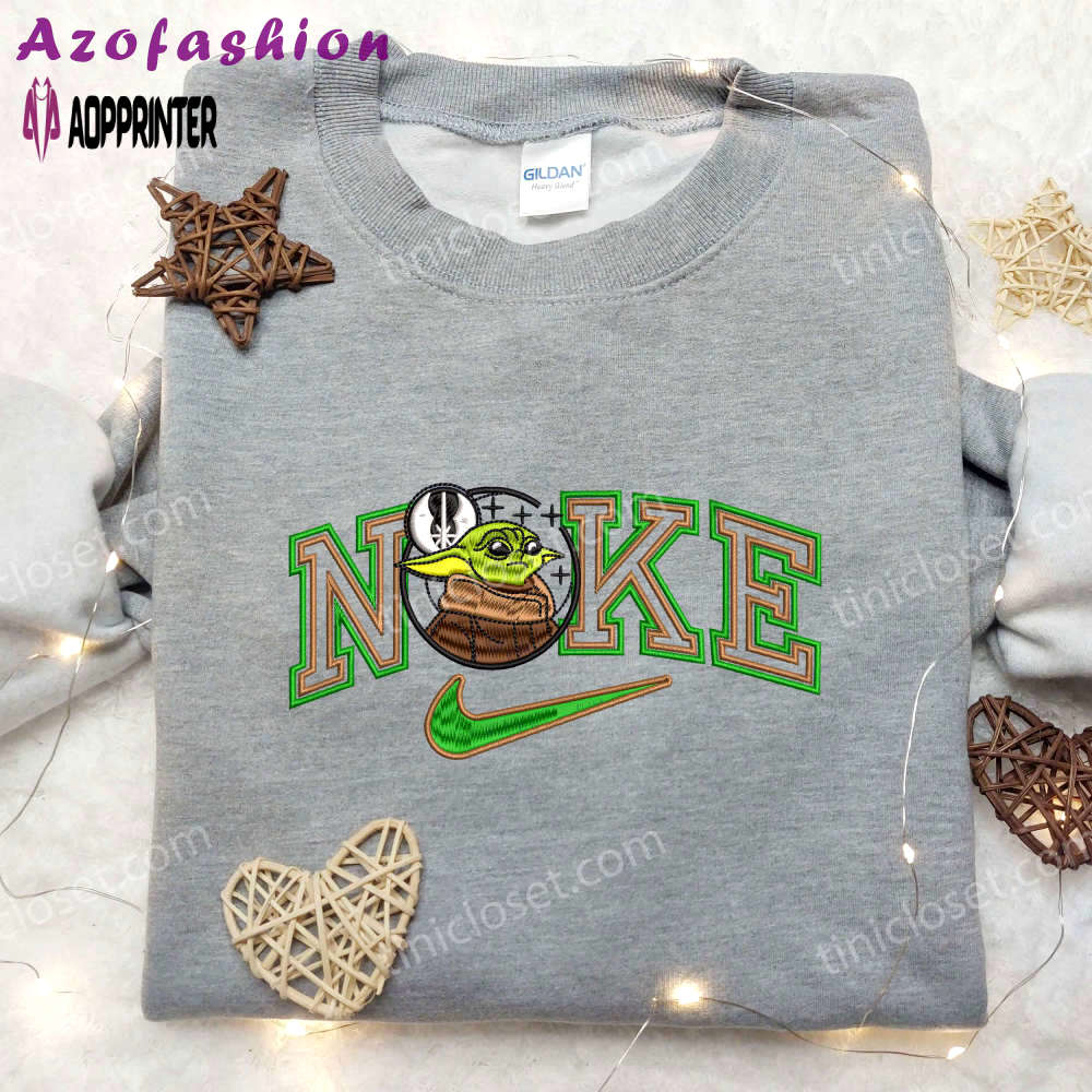 Baby yoda x nike embroidered shirt – custom star wars tee Embroidered Shirt
