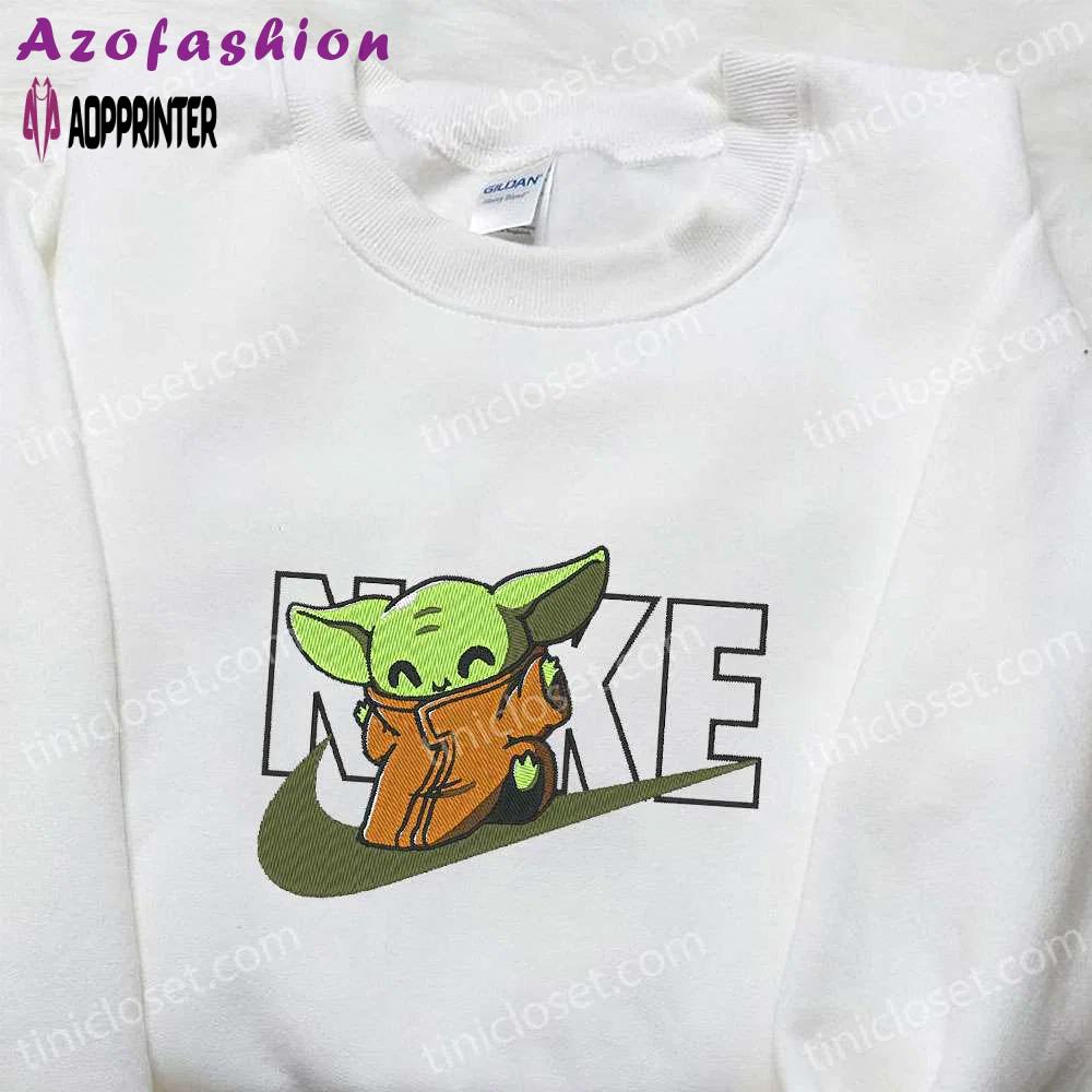 Baby yoda x nike movie embroidered tshirt – star wars inspired shirt Embroidered Shirt