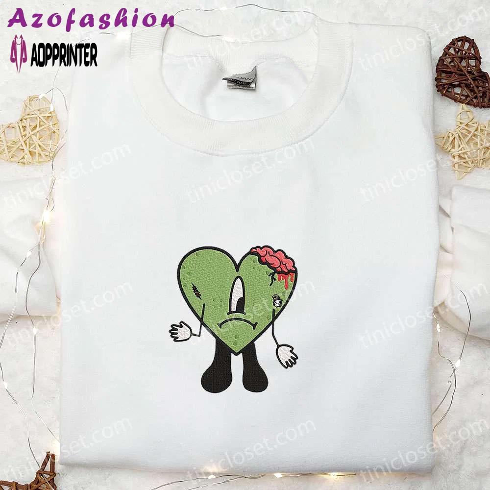 Bad bunny broken brain embroidered sweatshirt: halloween shirt best family gifts Embroidered Shirt