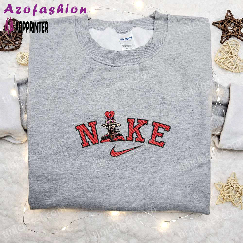 Bad bunny heart x nike halloween embroidered shirt: best nike inspired halloween gift Embroidered Shirt