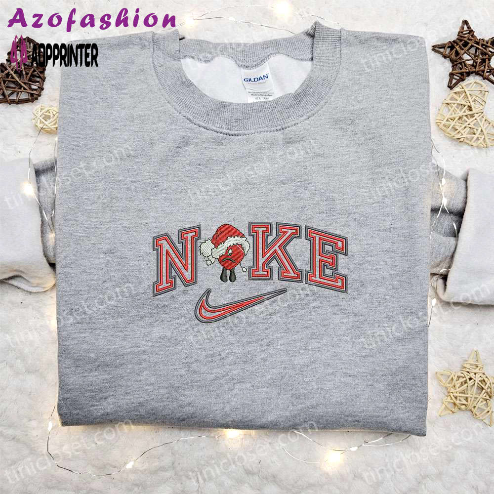Bad bunny xmas x nike christmas embroidered shirt – best nike inspired gift ideas Embroidered Shirt
