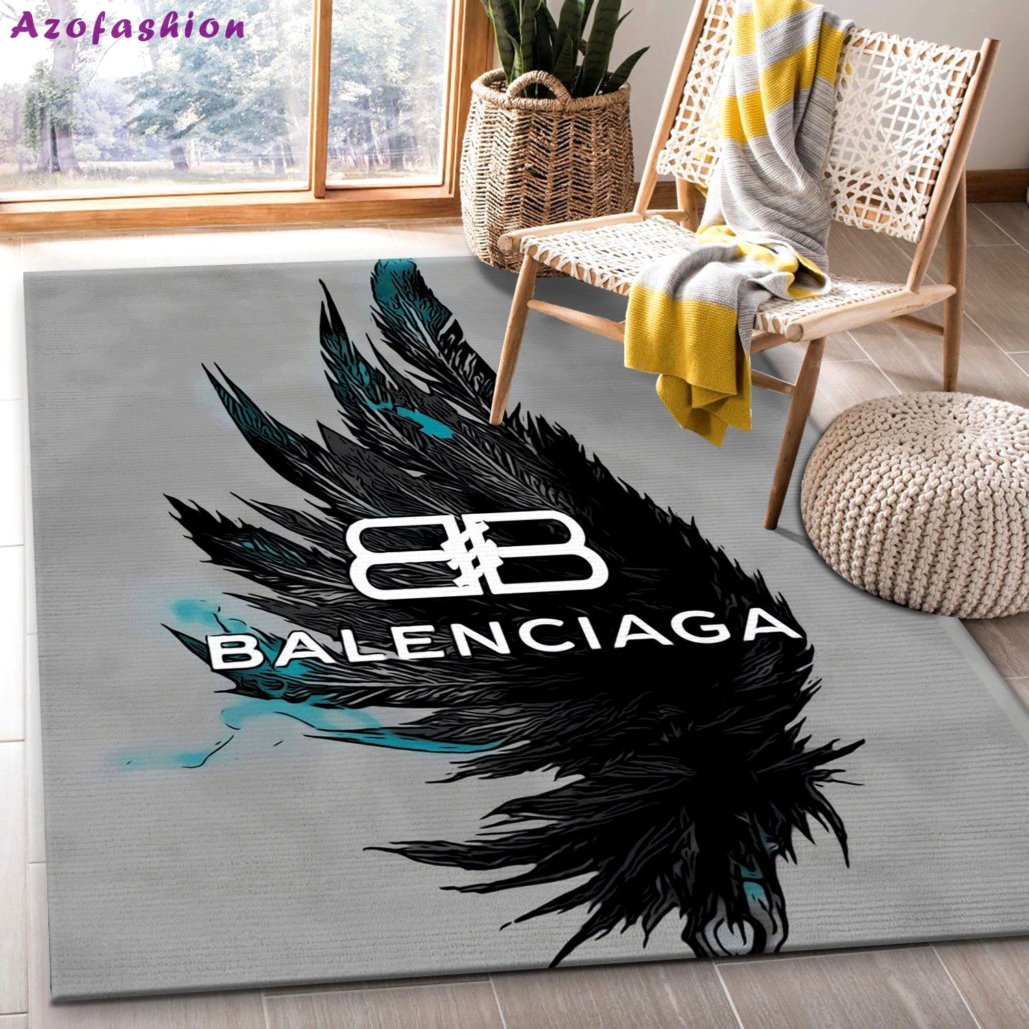 Balenciaga logo type 583. Upgrade Your Living Room with Luxury Home Decor: Area Carpets, Floor Decor, Door Mats, and Hot Gift Items with style a High-End Fashion Brand Rectangle Rug