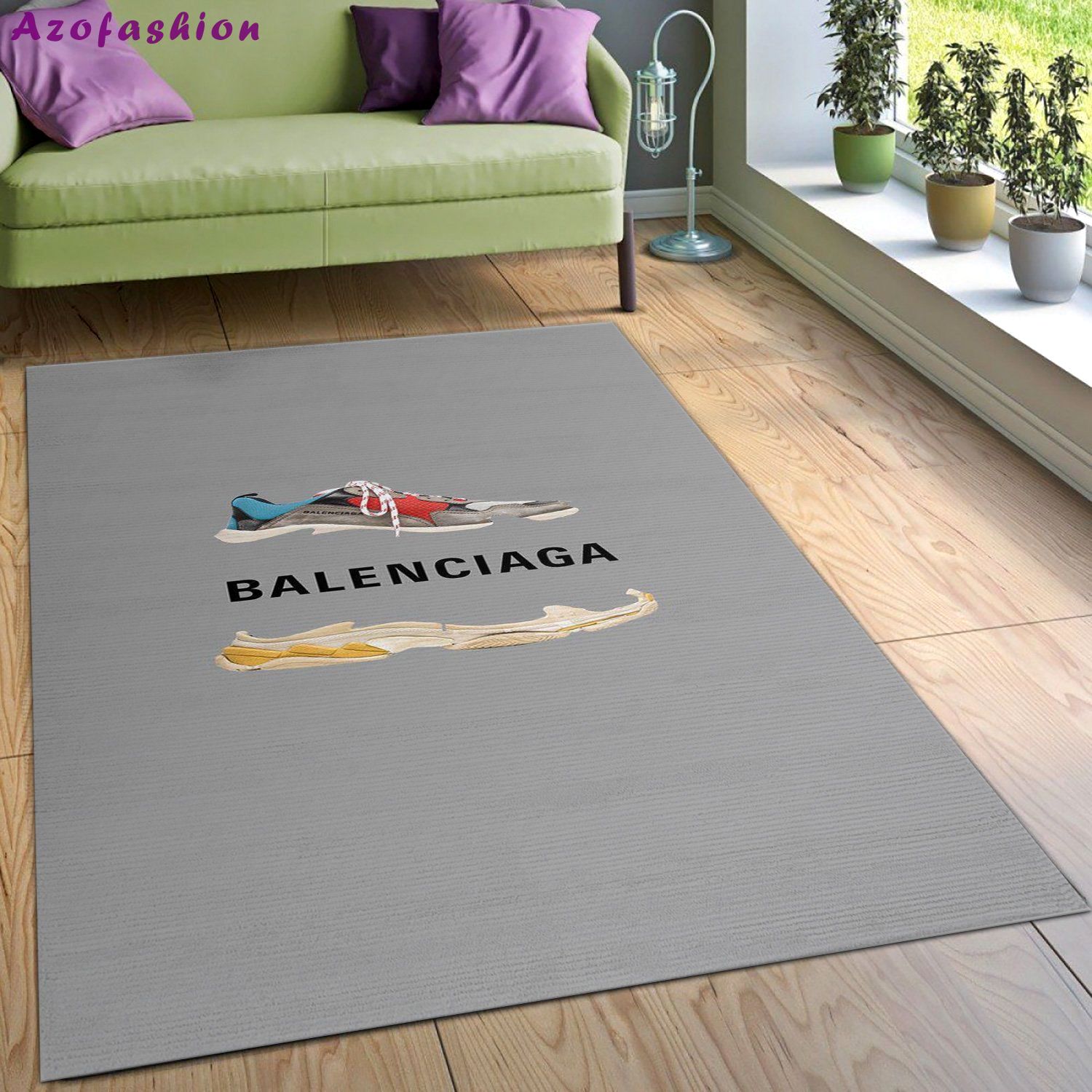 Balenciaga sneaker logo type 593. Upgrade Your Living Room with Luxury Home Decor: Area Carpets, Floor Decor, Door Mats, and Hot Gift Items with style a High-End Fashion Brand Rectangle Rug