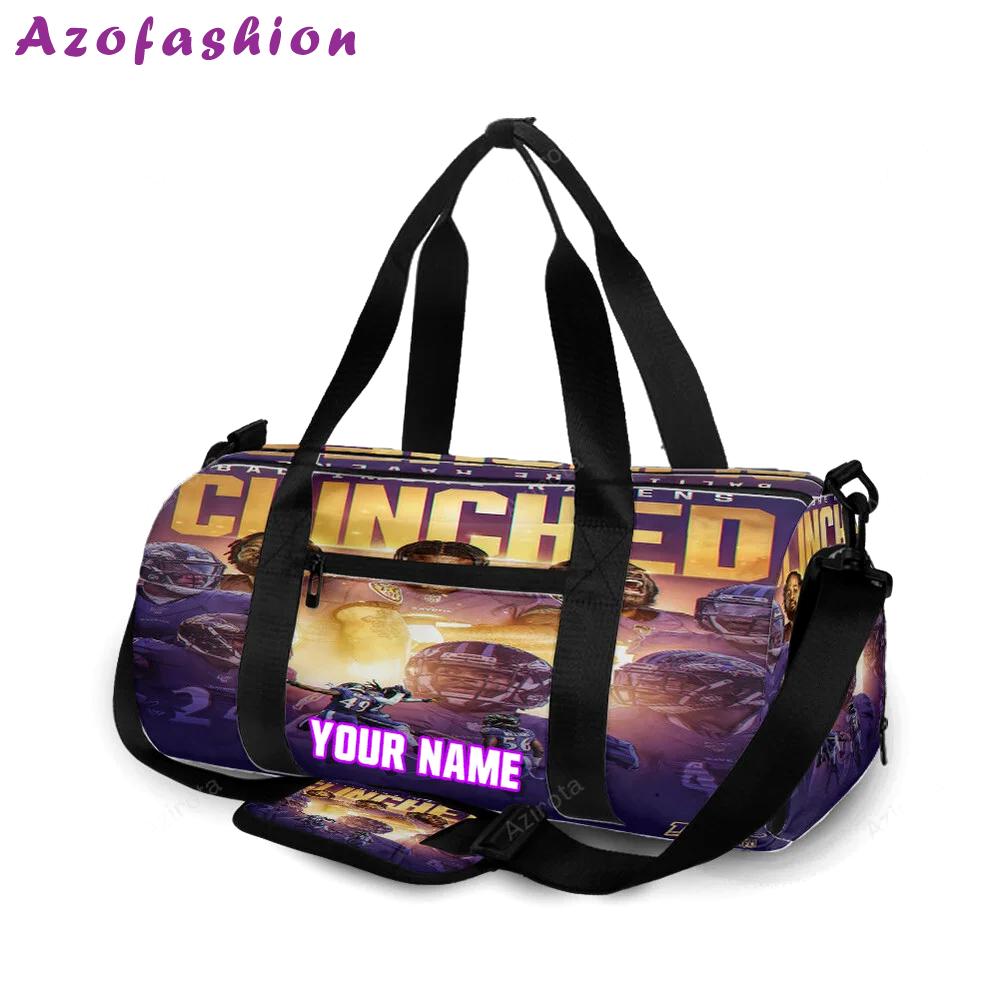 Baltimore ravens clinched team personalized name travel bag gym bag 282 Travel Bag
