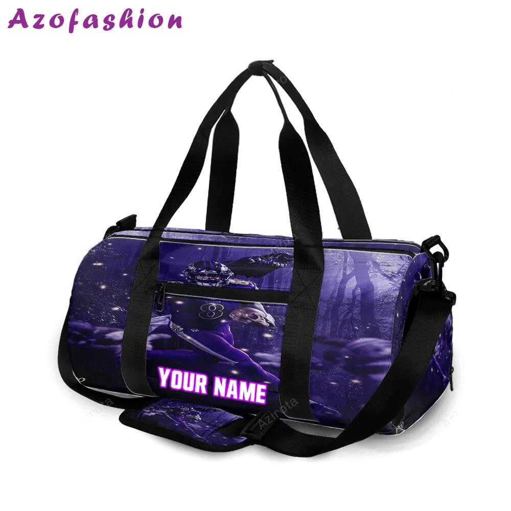 Baltimore ravens lamar jackson 8 v12 personalized name travel bag gym bag 214 Travel Bag