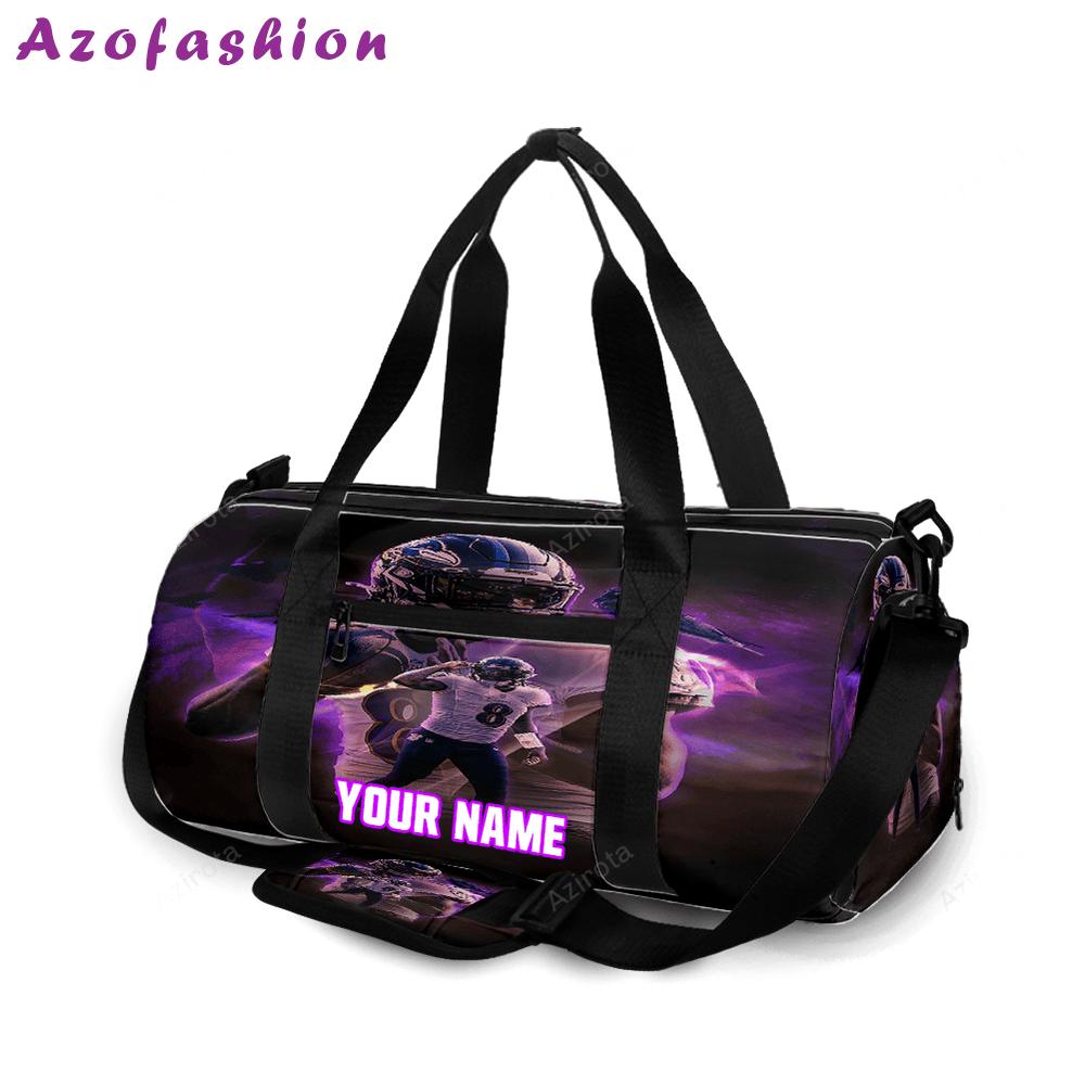 Baltimore ravens lamar jackson 8 v8 personalized name travel bag gym bag 839 Travel Bag