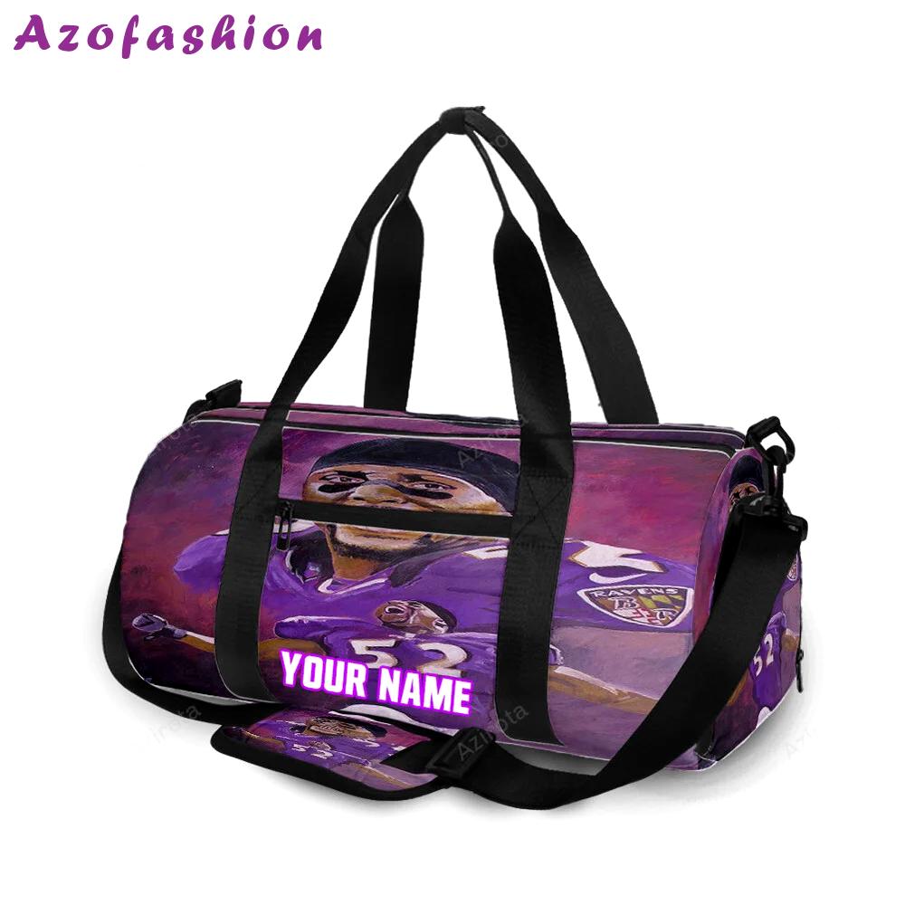 Baltimore ravens ray lewis 52 v3 personalized name travel bag gym bag 1482 Travel Bag