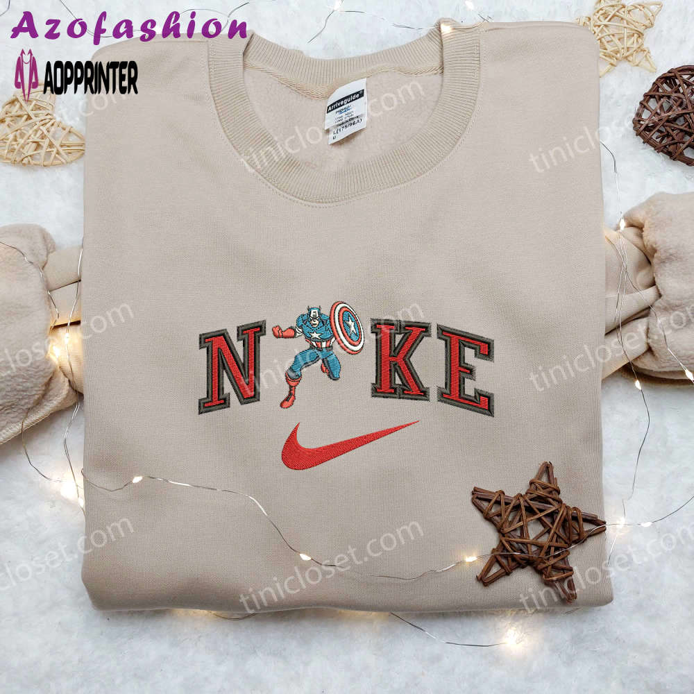 Baseball classic cap men hattain america x nike embroidered shirt: custom marvel movie tee Embroidered Shirt