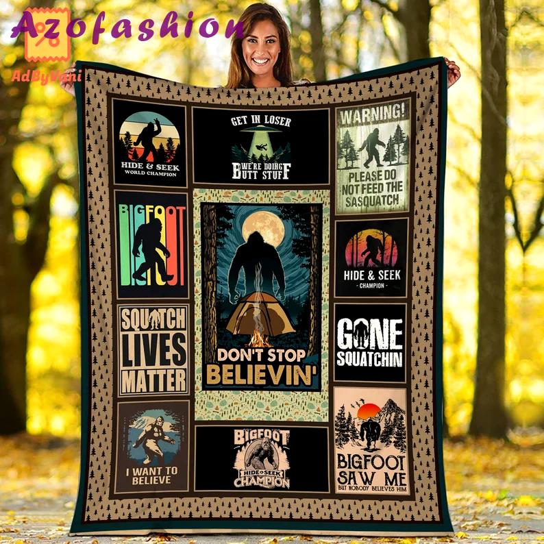 Bigfoot fleece blanket quilt sasquatch fleece blanket quilt Quilt Blanket