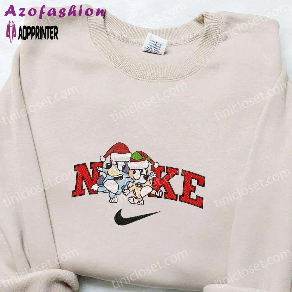 Bingo & bluey xmas hat x nike embroidered sweatshirt: best christmas gift ideas Embroidered Shirt