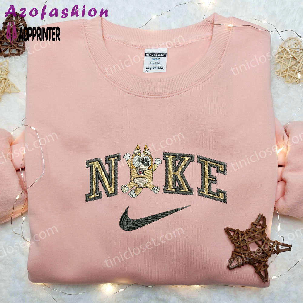 Bingo x swoosh nike embroidered shirt – stylish nike shirt with bluey embroidery Embroidered Shirt