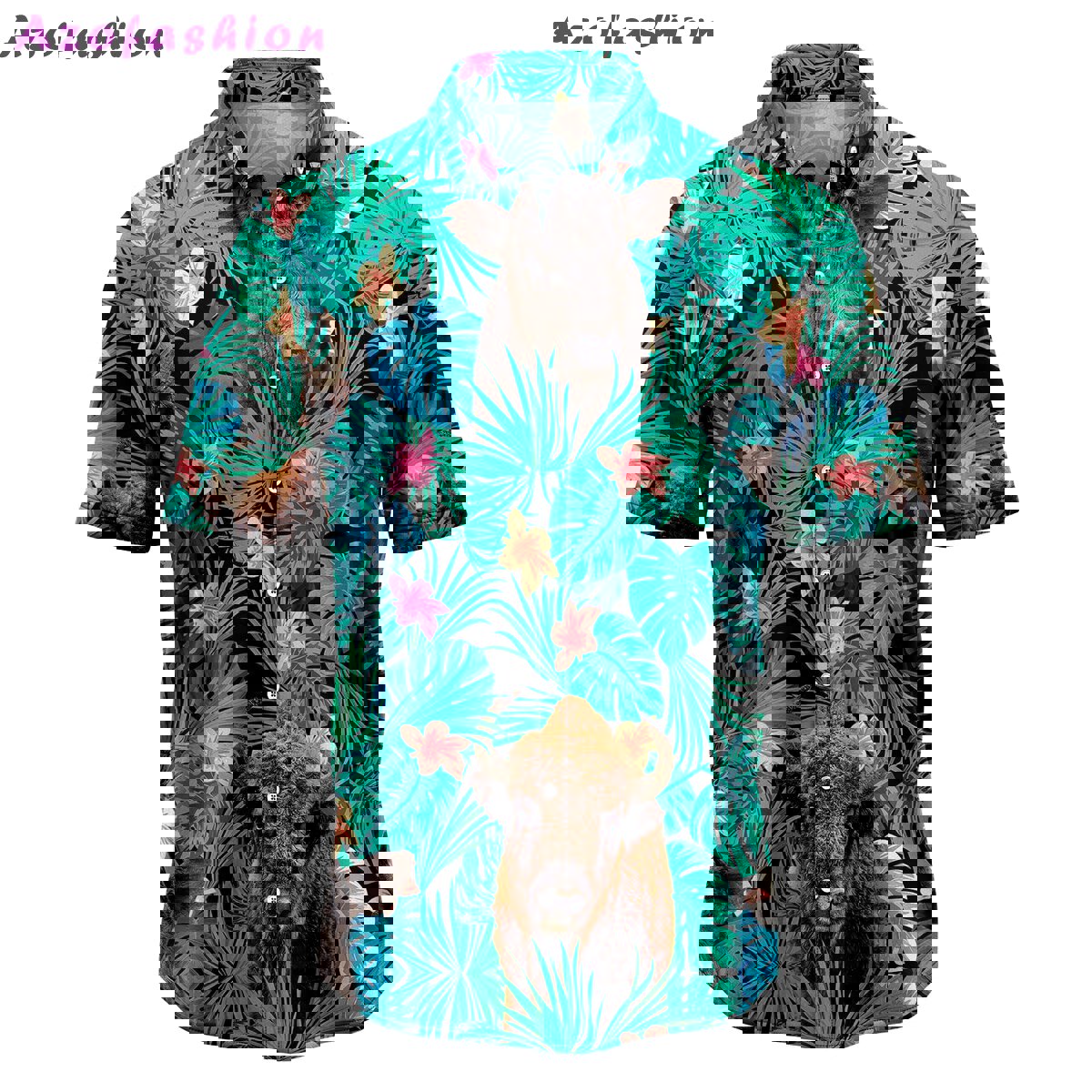 Bison tropical t0707 hawaiian shirt Hawaii Shirt Shorts & Flip Flops