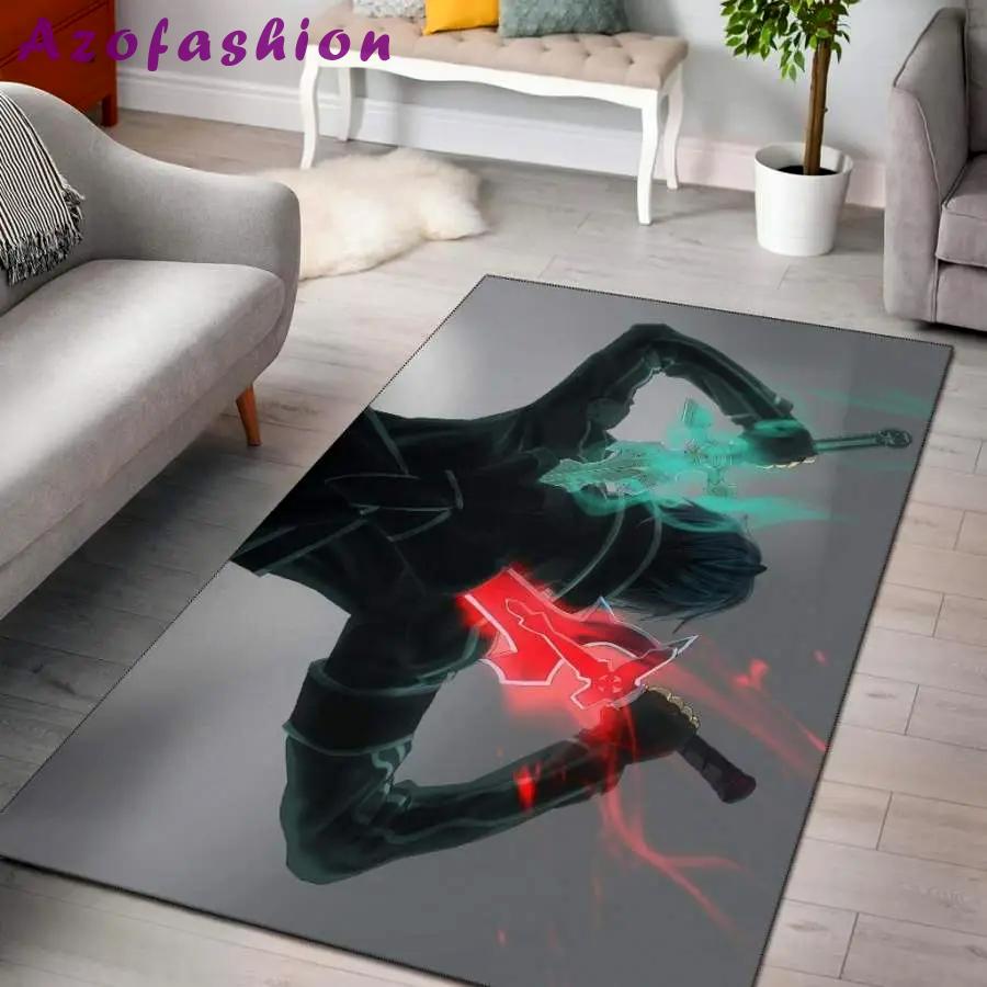Black kitten cat pattern print area rug living room rug home decor Rectangle Rug