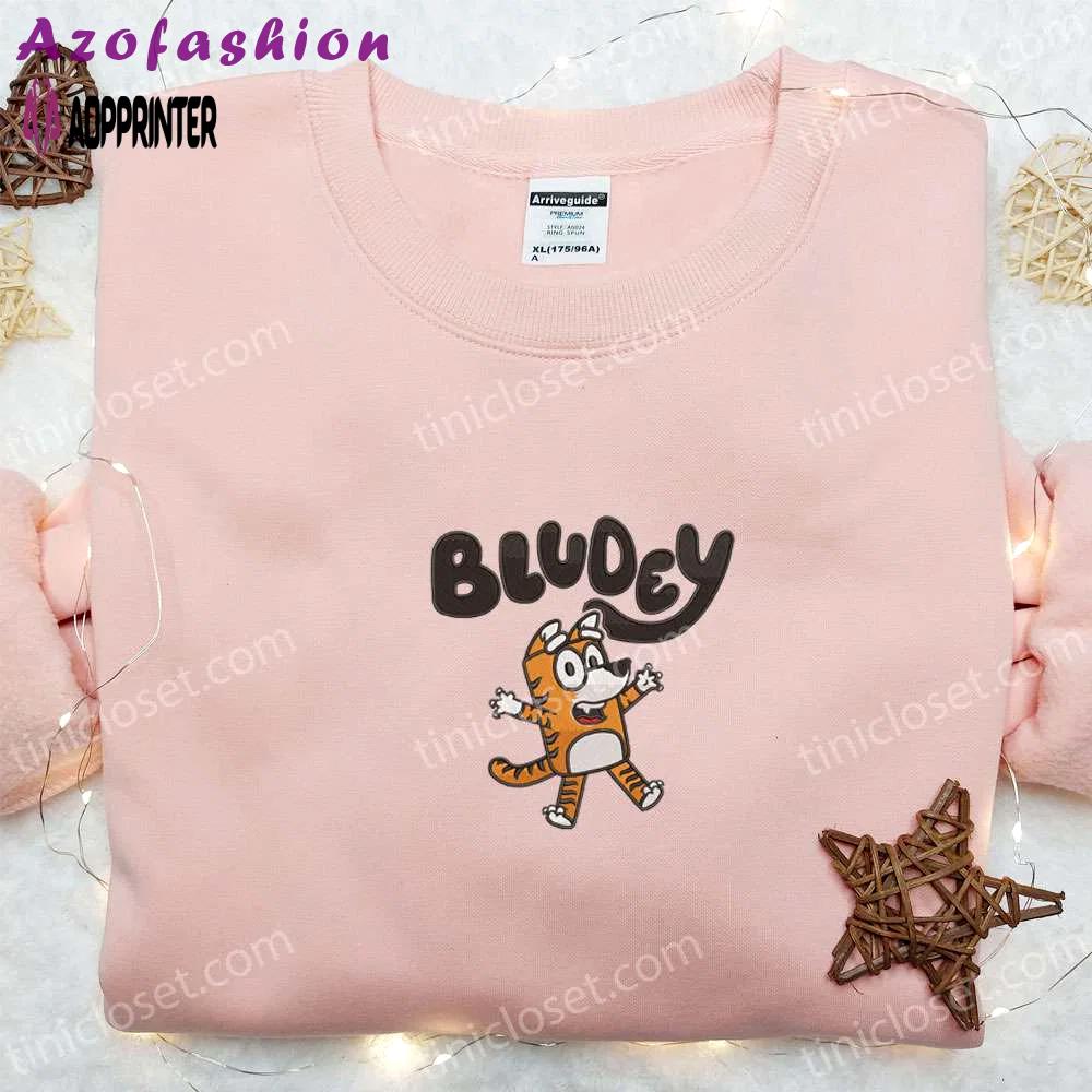 Bluey cartoon embroidered shirt & hoodie: perfect gift idea with bludey tiger best quality Embroidered Shirt