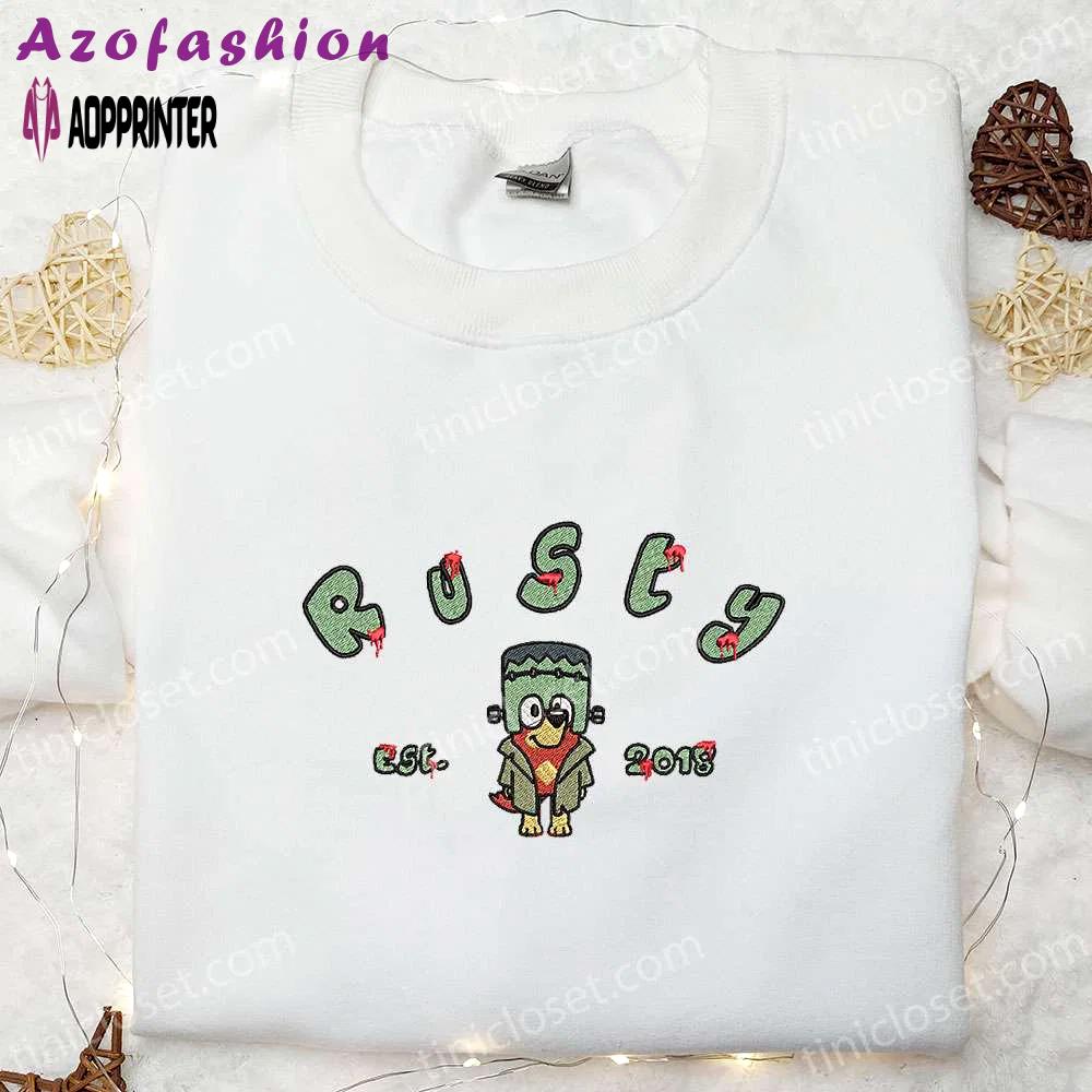 Bluey rusty est 2018 halloween embroidered shirt – best family halloween gift Embroidered Shirt