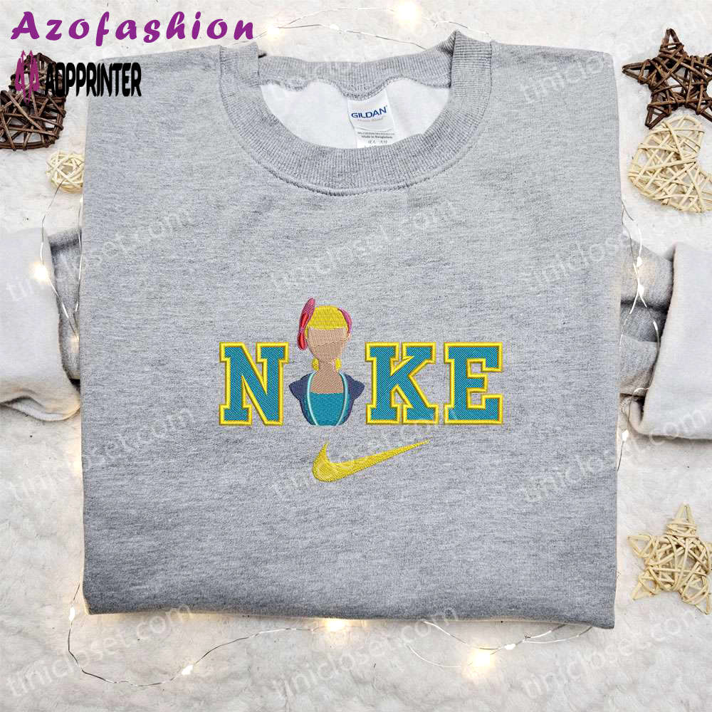 Bo peep x nike cartoon embroidered shirt – toy story inspired nike shirt Embroidered Shirt