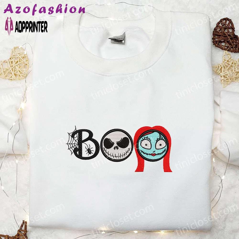 Boo sally skellington nightmare before christmas embroidered shirt – best halloween gift stop-motion animation Embroidered Shirt