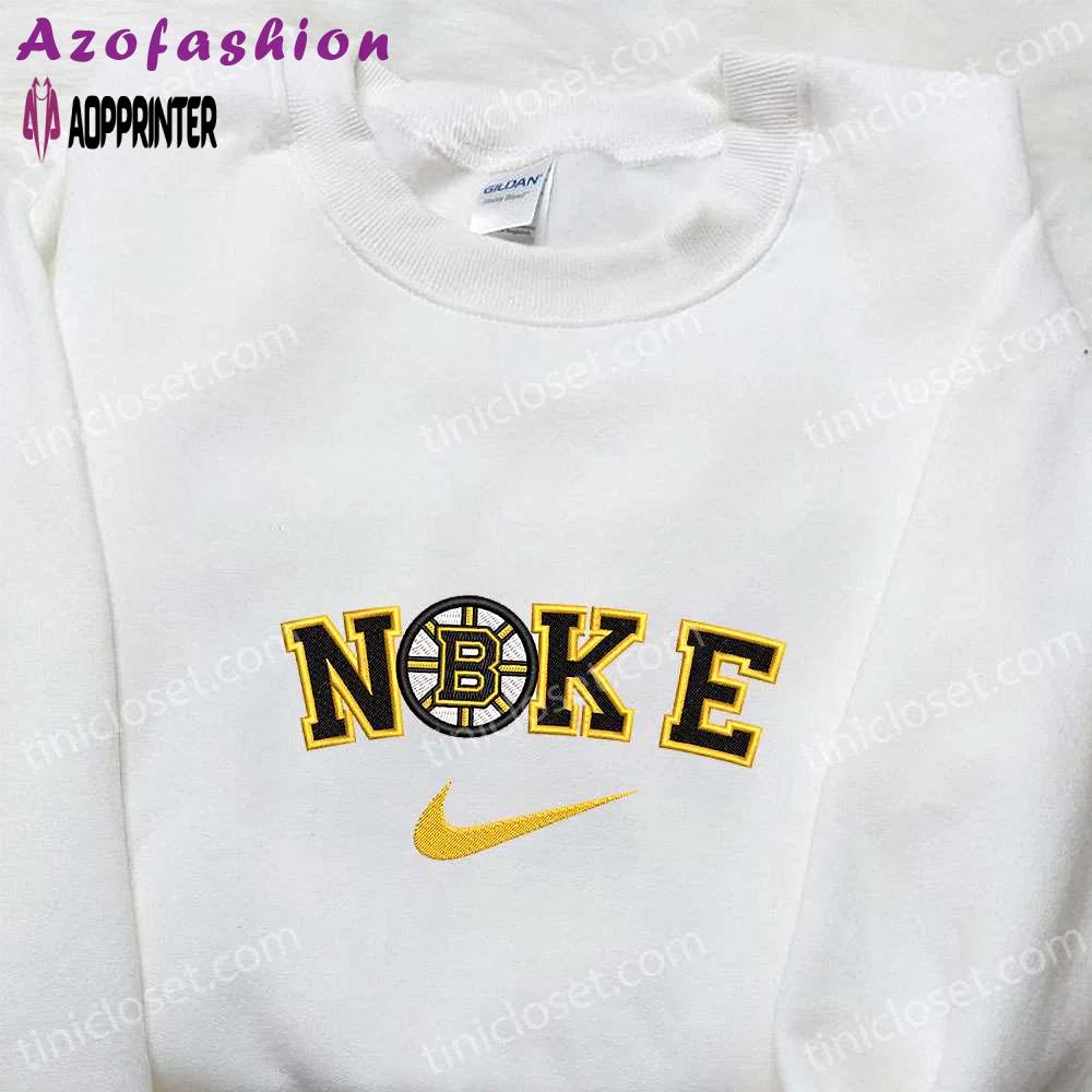Boston bruins x nike embroidered shirt: nhl sports hoodie with nike-inspired design Embroidered Shirt