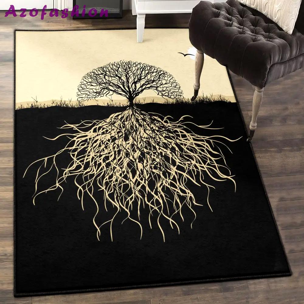 Botanical non shedding area rug, celtic tree of life with sunset gs cl rug Rectangle Rug