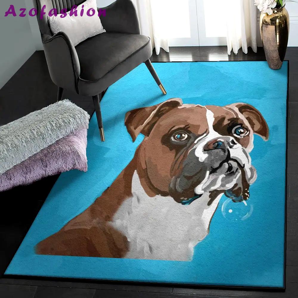 Boxer dog large living room rugs, boxer dog rug Rectangle Rug