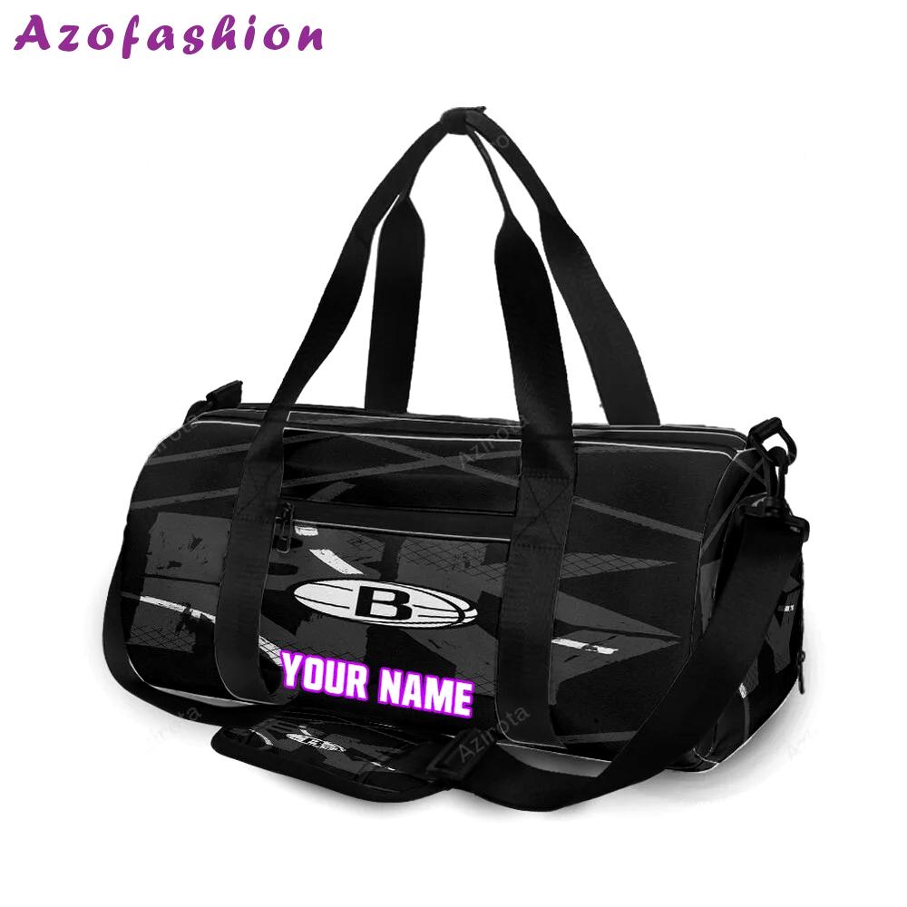 Brooklyn nets ball white text personalized name travel bag gym bag 1519 Travel Bag