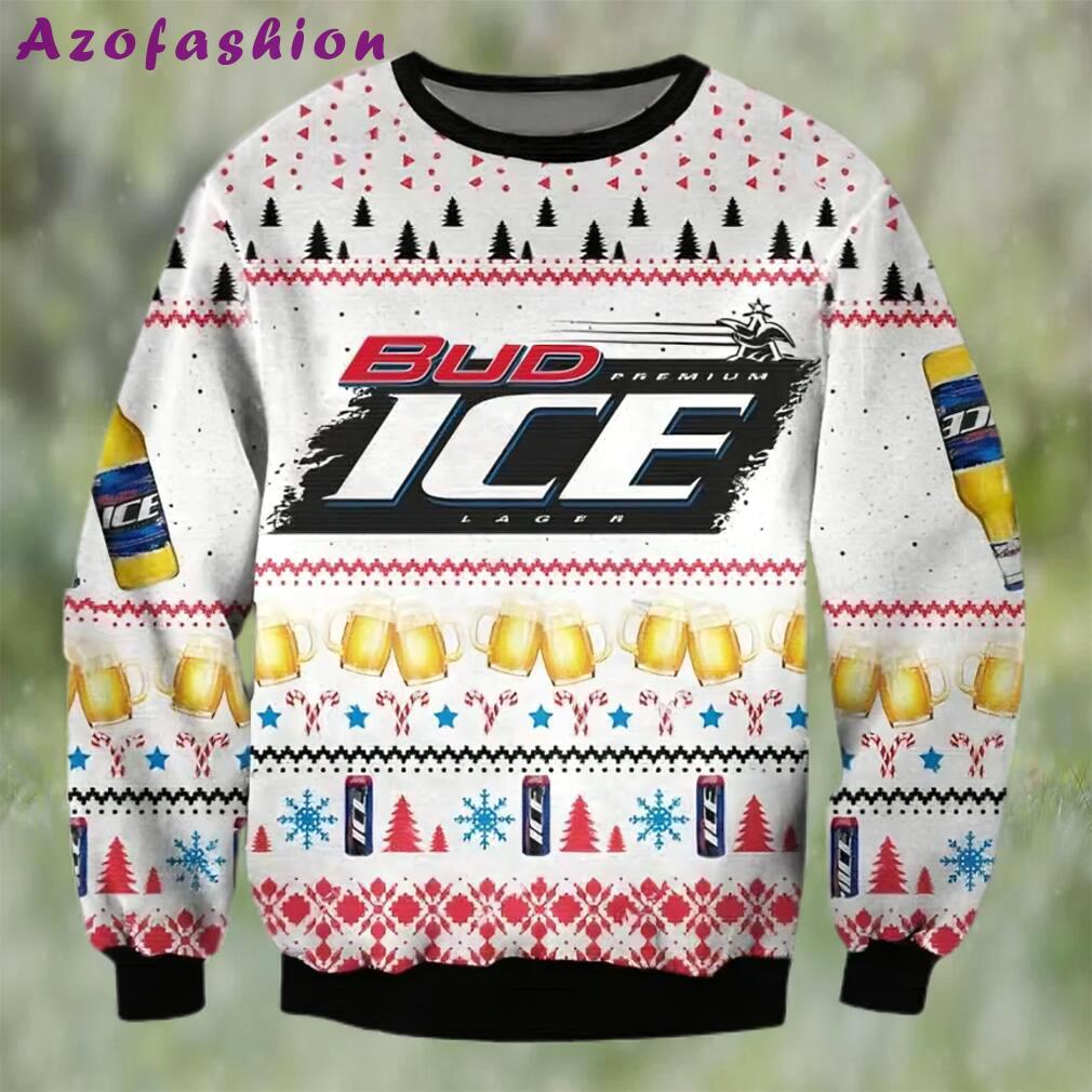 Bud ice lager beer ugly christmas sweater, faux wool sweater, international beer day, gifts for beer lovers, best christmas gifts for 2022 ? prinvity Christmas Ugly Sweater