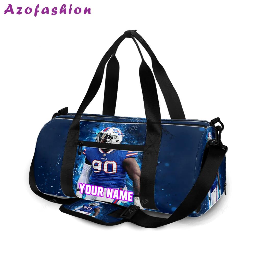 Buffalo bills 90 shaq lawson personalized name travel bag gym bag 667 Travel Bag