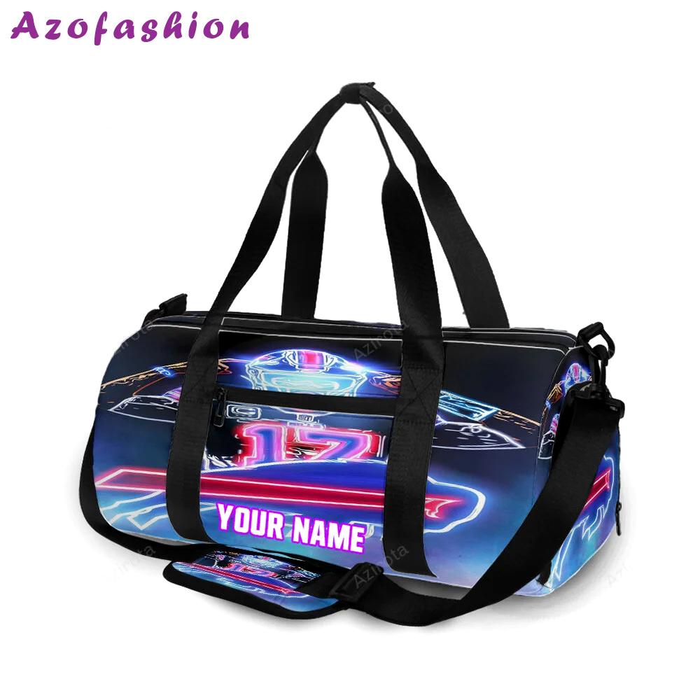 Buffalo bills josh allen neon personalized name travel bag gym bag 623 Travel Bag